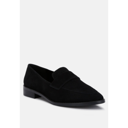 Rag & Co zofia black suede penny loafers