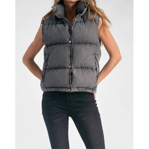 ELAN jemma puffer vest in washed black