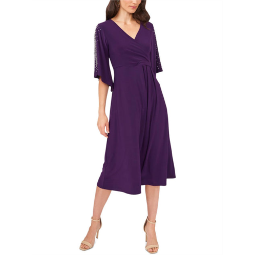 MSK petites womens fauxwrap calf midi dress