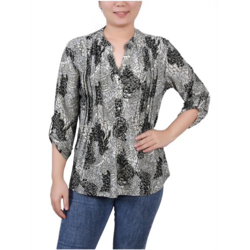 NY Collection petites womens pintuck blouse