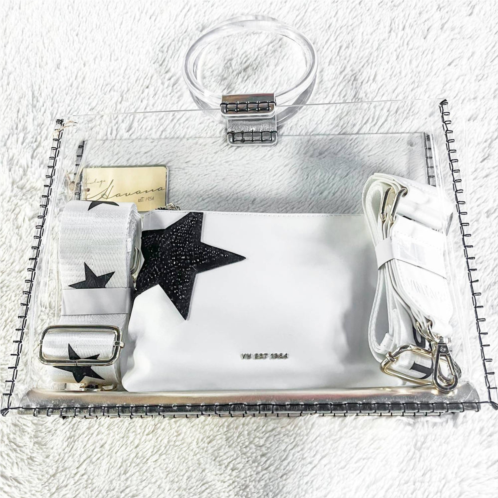Vintage Havana womens molly black star clutch in white/ transparent