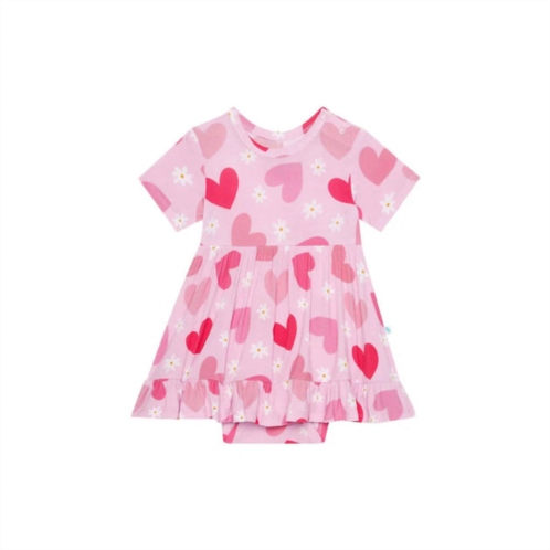 POSH PEANUT daisy love short sleeve bodysuit dress in pink