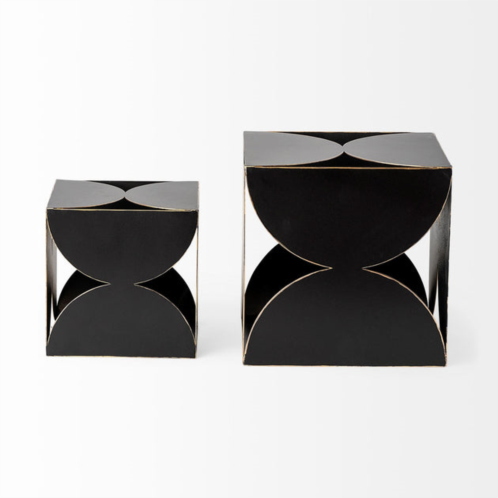 Homezia 6 contemporary black metal geo cube sculpture