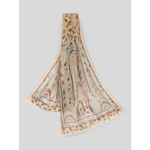 ETRO cheetah print scarf with paisley designs