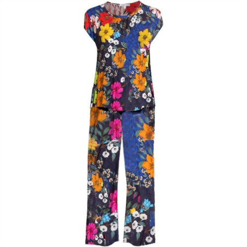 Johnny Was women archimal cap sleeve crop pajama set multicolor