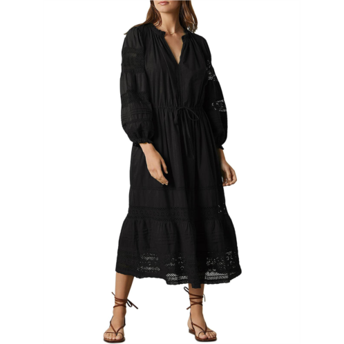 VELVET BY GRAHAM & SPENCER womens cotton crochet trim maxi dress