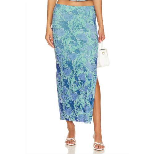 Free People rosalie mesh midi skirt in teal combo floral