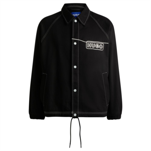 HUGO cotton-twill jacket with chain-stitch logo