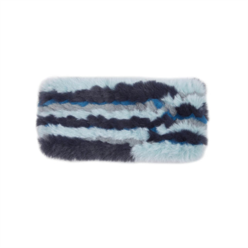 Jocelyn faux fur knitted headband in blue multi