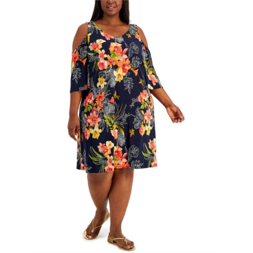 Connected Apparel plus womens printed midi fit & flare dress