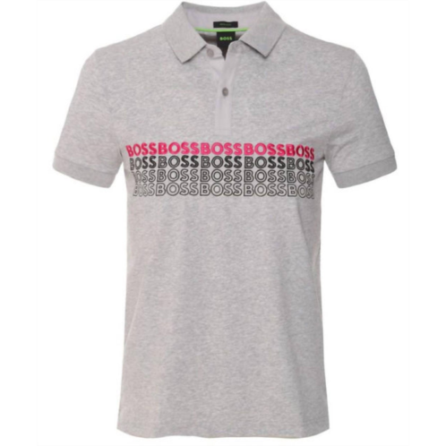 Hugo Boss men pavel cotton polo shirt in light/pastel grey