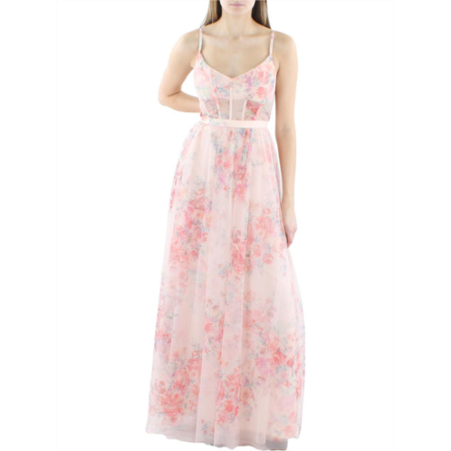 BCBGMAXAZRIA womens floral corset evening dress