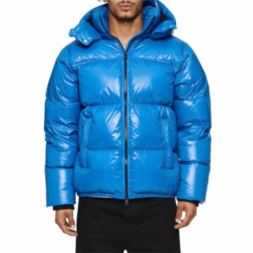 Purple Brand nylon down puffer jacket in blue