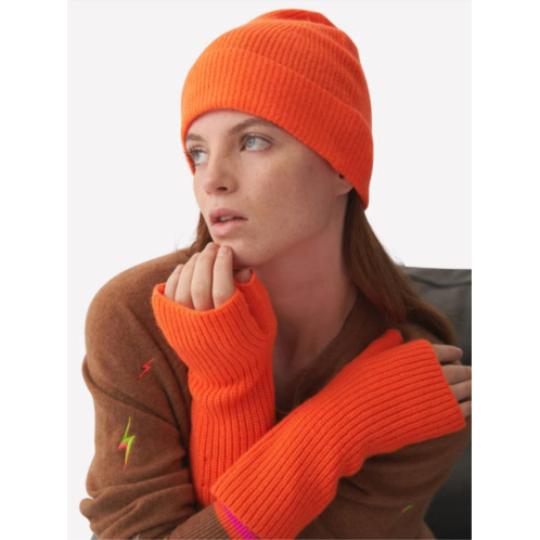 Brodie Cashmere womens beths beanie in neon orange