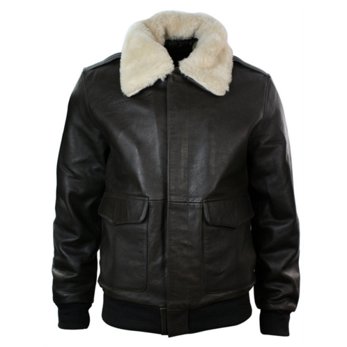 TruClothing air force leather collar bomber jacket