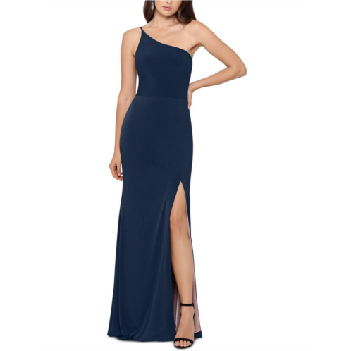 Xscape womens one shoulder side slit evening dress