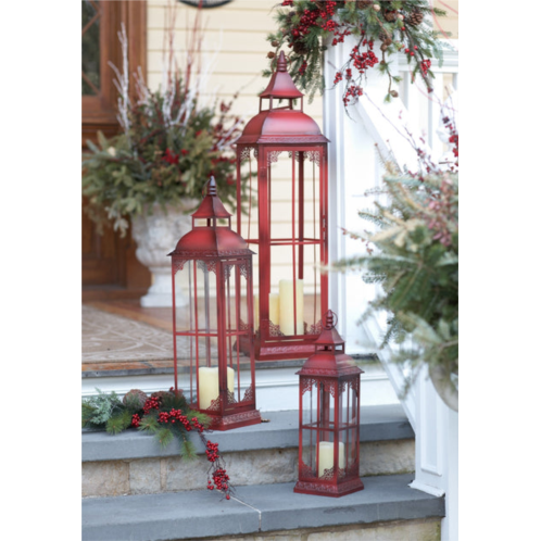 HouzBling lantern (set of 3) 19.75h, 28h, 37h metal/glass