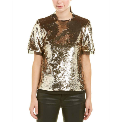 RACHEL ZOE darted bust short sleeve chiffon blouse in gold sequin