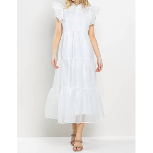 TCEC cara collared midi dress in white