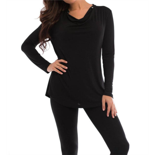 ANGEL wrinkle free drop neck blouse in black