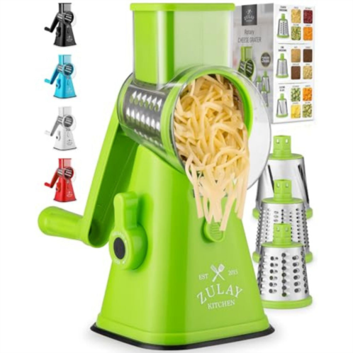 Zulay Kitchen rotary cheese shredder grater with 3 replaceable stainless steel drum blades