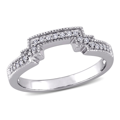 Mimi & Max 1/10ct tw diamond vintage wedding band 10k white gold