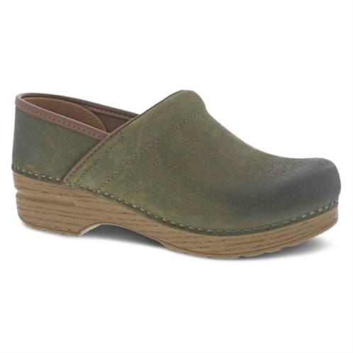 Dansko womens professional clog in green burnished nubuck