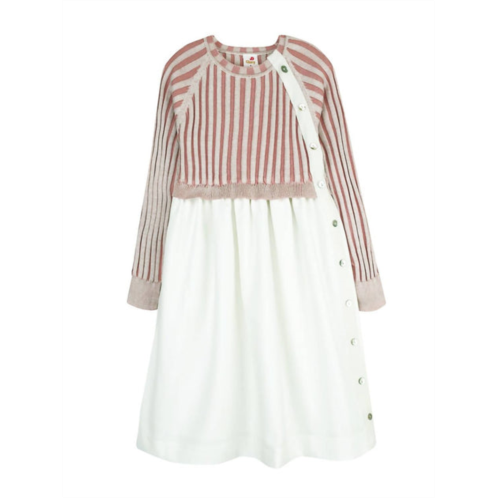 Glory girls mixed media dress in red/white