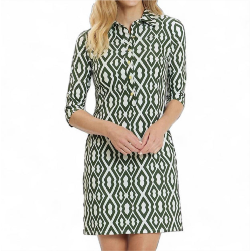 JUDE CONNALLY susanna dress in moroccan trellis loden cream