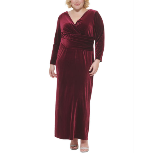 Eliza J plus womens velvet surplice evening dress