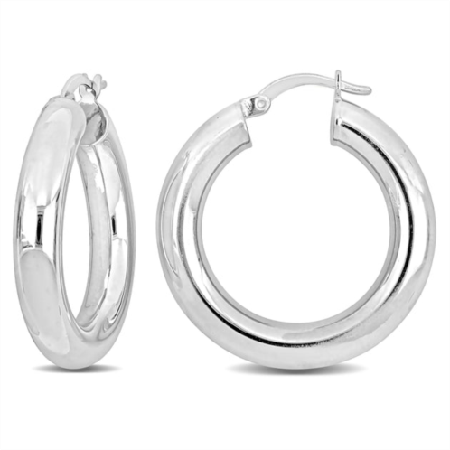 Mimi & Max 30x5mm hoop earrings in sterling silver