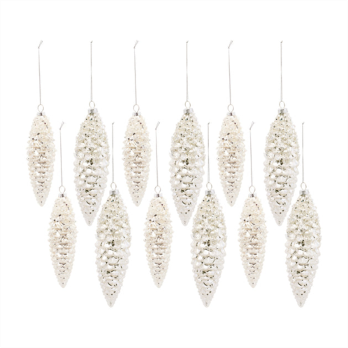 HouzBling pine cone ornament (set of 12) 6.25h, 7.25h glass