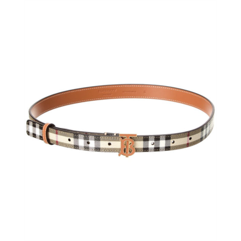 Burberry tb check e-canvas & leather belt