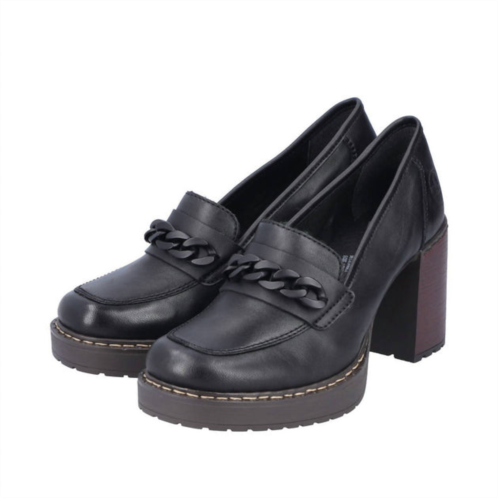 RIEKER block heel slip on shoes in black