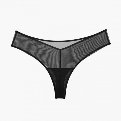 Ajour long thong in black