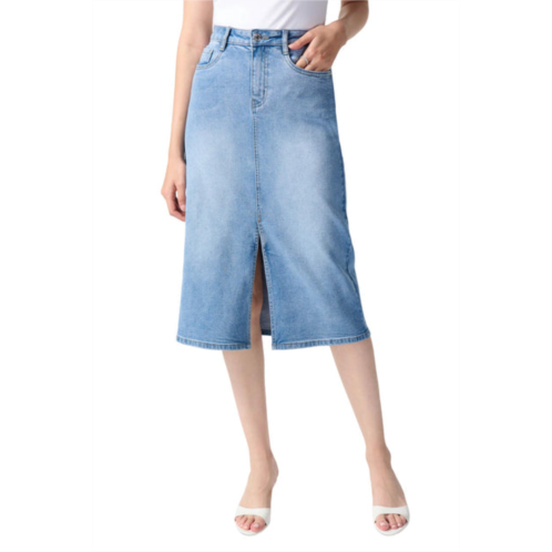 Joseph Ribkoff denim a-line midi skirt in denim blue