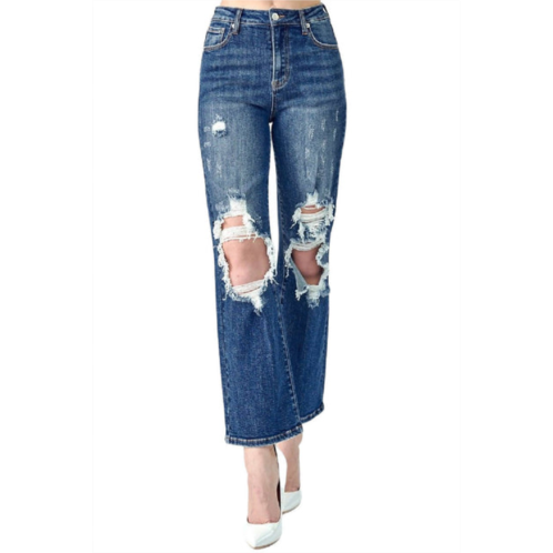 RISEN straight leg high rise jean in dark wash