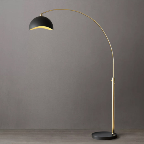 Nova of California luna bella 92 arc lamp in weathered brass with matte black/gold leaf shade and dimmer switch