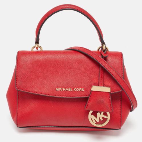 Michael Kors red leather mini ava top handle bag