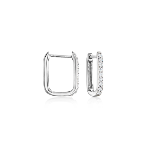 RS Pure by ross-simons diamond paper clip link hoop earrings in sterling silver