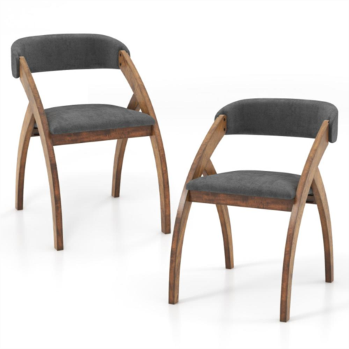 Hivvago dining chair set of 2 with padded cushion and curved back for living room-walnut