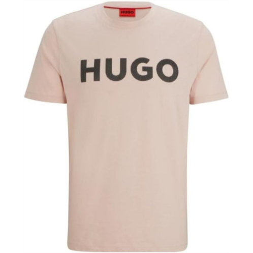 Hugo Boss hugo mens dulivio u242 print logo short sleeve t-shirt, pastel pink