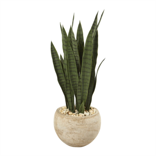 HomPlanti sansevieria artificial plant in sand colored planter 32