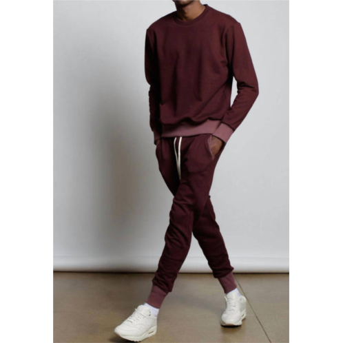 TWENTY MONTREAL knit jogger with knee darts in maroon/light maroon