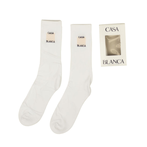 Casablanca cotton square logo sport socks - white