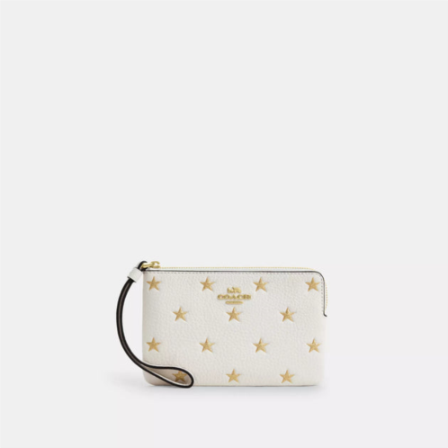 Coach Outlet corner zip wristlet with star print