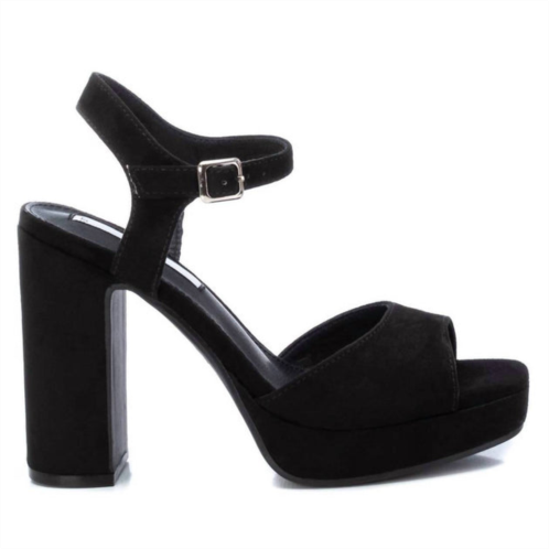 Xti womens heel suede sandals in black