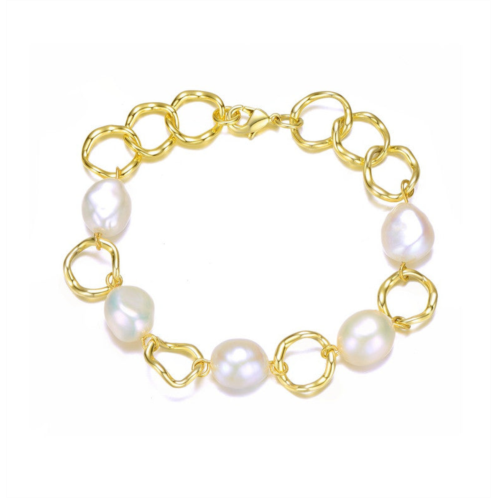 Genevive sterling silver genuine freshwater pearl chain bracelet