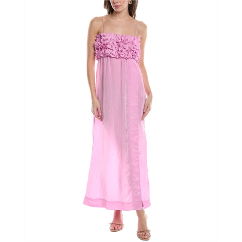 GANNI shiny tech strap midi dress