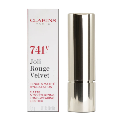 Clarins joli rouge velvet 741v red orange longwear matte lipstick 0.1 oz